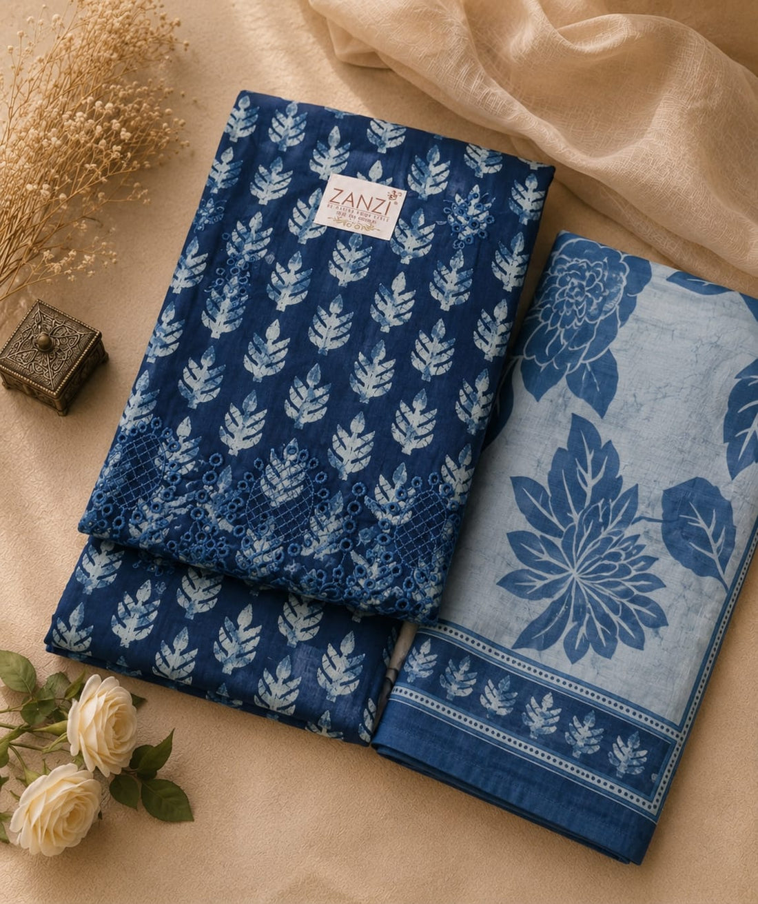 Women's Indigo Blue Printed Kurta Set with Designer Dupatta | Premium Ethnic Wear