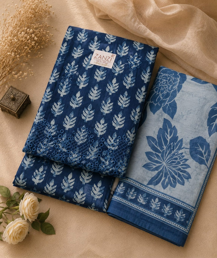 Women's Indigo Blue Printed Kurta Set with Designer Dupatta | Premium Ethnic Wear